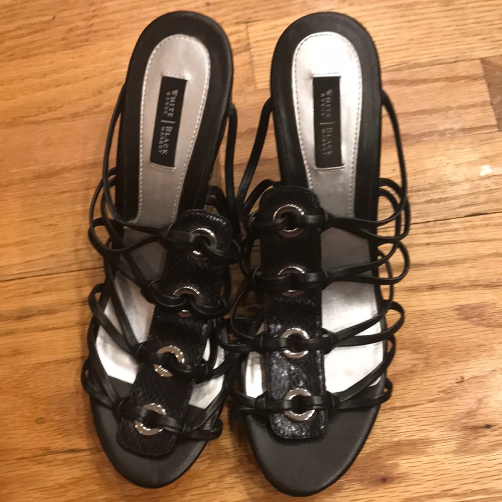 White Hose black Market straps black wedges